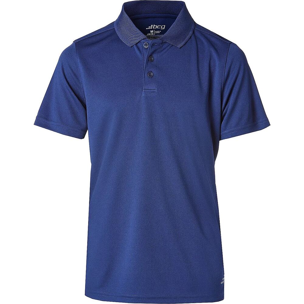 BCG Boys Navy Blue Short Sleeve Collared Polo Shirt Youth Size Large